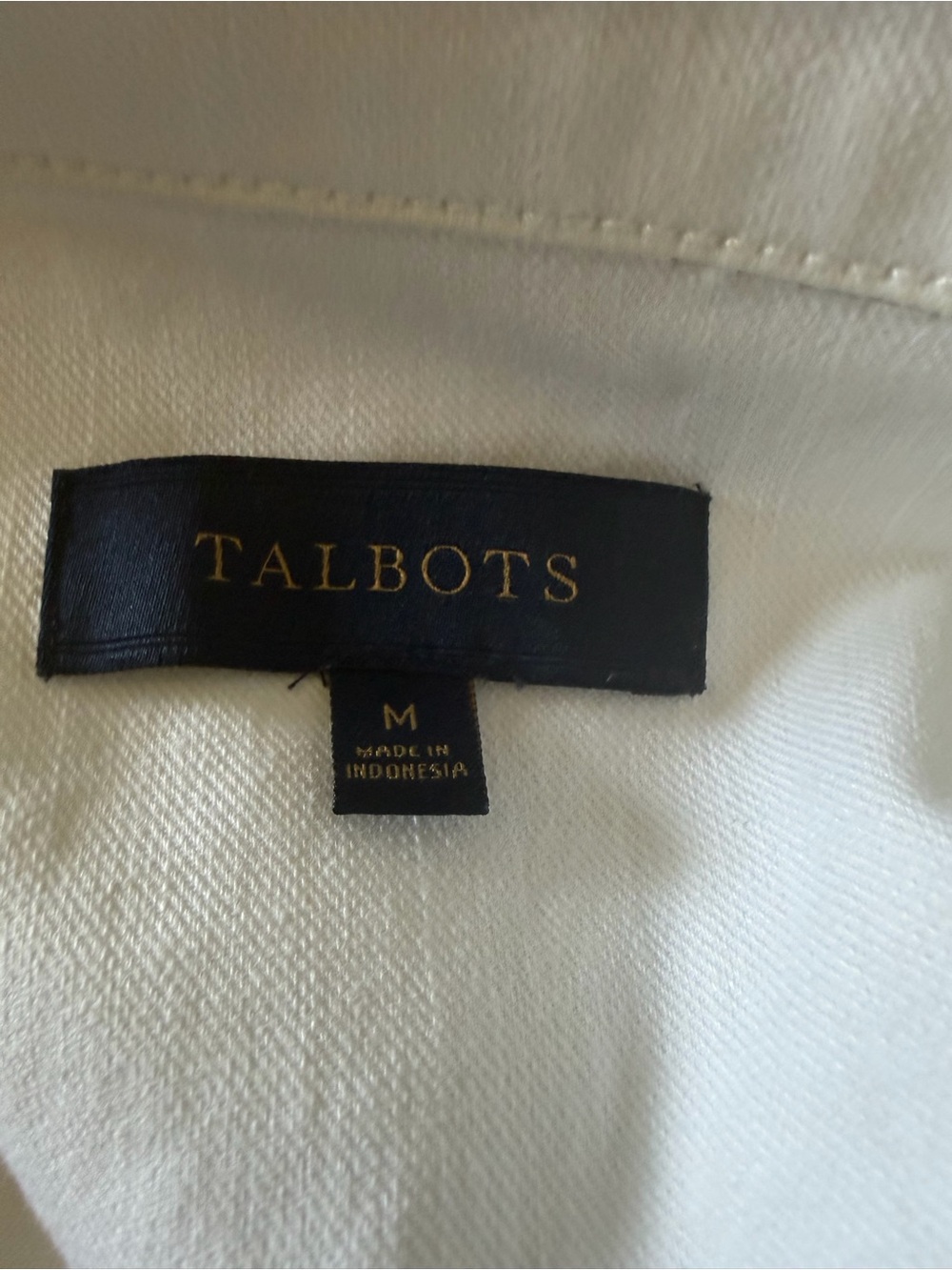 Talbots White Stretch Denim Jacket Medium Classic Button Front Cotton Blend - Picture 8 of 10